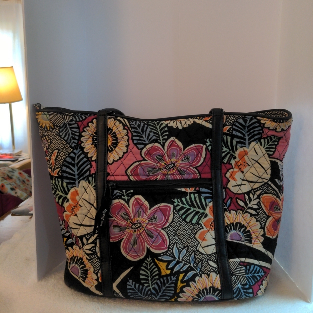 Vera Bradley Black and Pink Floral Tote